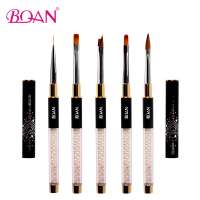 BQAN New Trending White Pearl Decoration Carving Powder Gel Liquid Salon Liner Nail brush With Cap